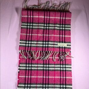 Burberry Vibrant Pink Checkered Scarf